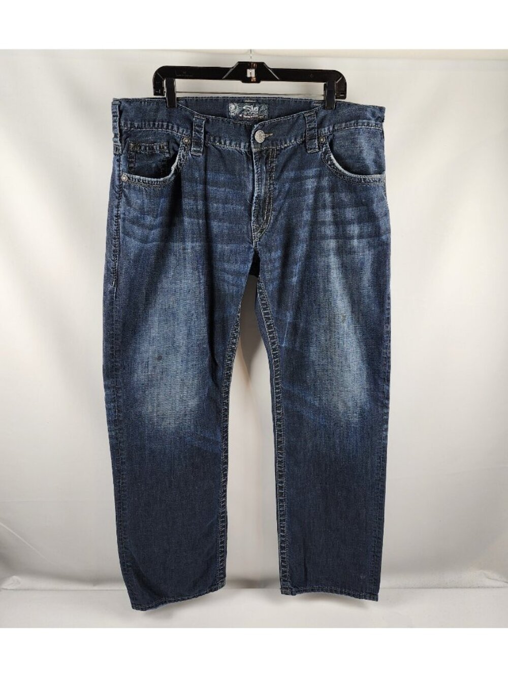 Silver Jeans Mens 40x32 Nash Slim Straight  Dark Blue Wash Casual Denim
